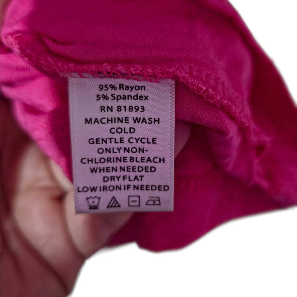 Motto Fuchsia Pink V-Neck Long Sleeve Top XL Soft Flowy Stretch Casual Tee - Picture 5 of 6